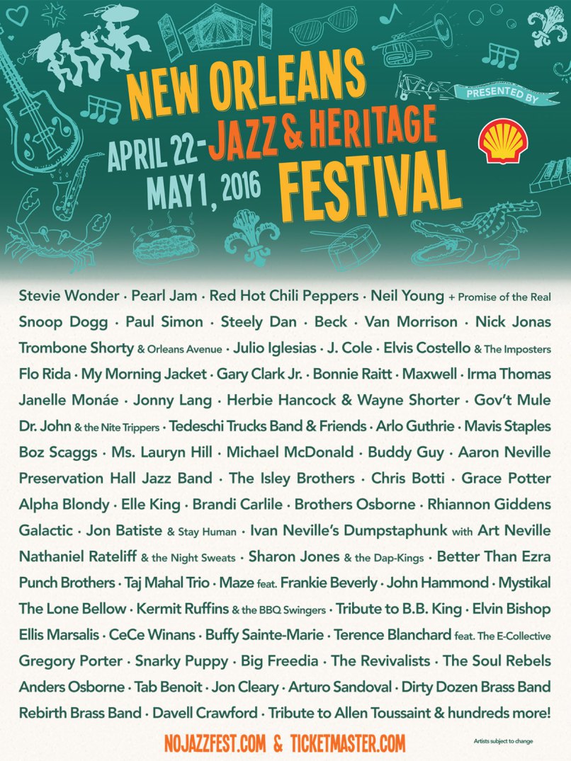 Jazz Fest 2016 Lineup